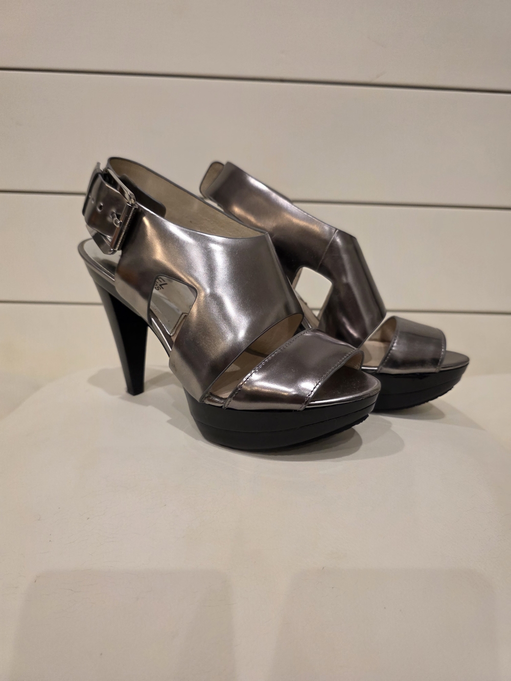 Michael Kors Metallic Silver Platform Heel Sandals